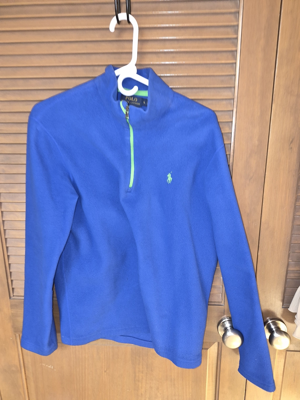 Ralph Lauren Royal Blue Fleece 1/4 Zip with Neon Green Trim